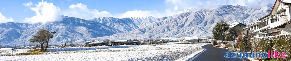 2020/12/17【雪上がりの朝】穂高温泉郷までの雪道をウォーク、安曇野の田園にも冬の雪景色がありました。